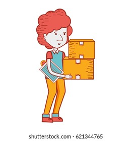 delivery man with packages box distribution
