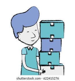 delivery man with packages box distribution