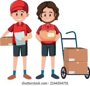 Hombre de entrega con ilustración de paquetes