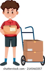Hombre de entrega con ilustración de paquetes