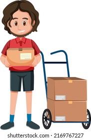 Delivery man with packages illustration