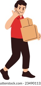 Delivery Man with Packages Vector Illustration