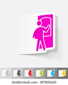 delivery man paper sticker with shadow. Vector illustration
