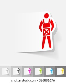 delivery man  paper sticker with shadow. Vector illustration