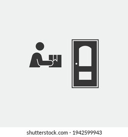 delivery man with parcel. courier vector icon