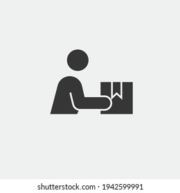repartidor con portador de iconos de vector de paquete