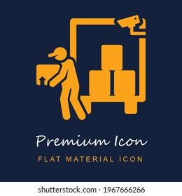 Delivery Man premium material ui ux isolated vector icon in navy blue and orange colors