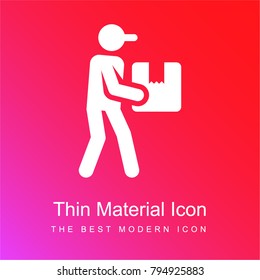 Delivery man red and pink gradient material white icon minimal design