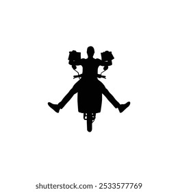delivery man ridding bike vector. delivery boy vector illustration.
