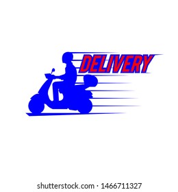 Delivery Man Ride Scooter Motorcycle Vector illustration
