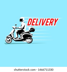 Delivery Man Ride Scooter Motorcycle Vector illustration