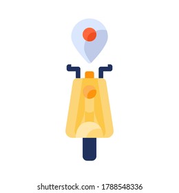 Delivery man ride scooter motorcycle service. Online order filled outline style. Food Delivery Icon design for application, website, poster, printing.