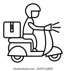 Motocicleta de scooter de passeio de homem de entrega. Rastreamento de pedidos on-line, entrega em casa e no escritório. Ilustração de símbolo de design de vetor de ícone.