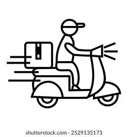 Motocicleta de scooter de passeio de homem de entrega. Rastreamento de pedidos on-line, entrega em casa e no escritório. Ilustração de símbolo de design de vetor de ícone.