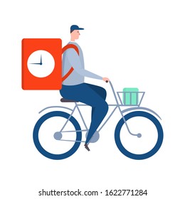 Delivery man rides a bicycle