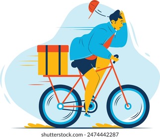 Delivery man riding a bicycle
