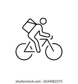 Delivery man riding a bicycle vector icon