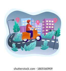 Delivery man riding in bike