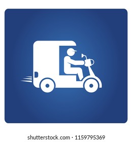 delivery man riding mini scooter