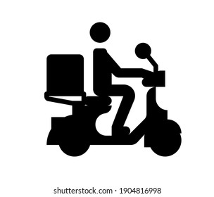  Delivery man riding motorcycle icon vector. Linear style sign for mobile concept and web design. symbol illustration. Pixel vector graphics - Vector