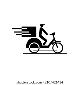 Delivery with man riding motorcycle icon . Isolated on white background. Vector illustration