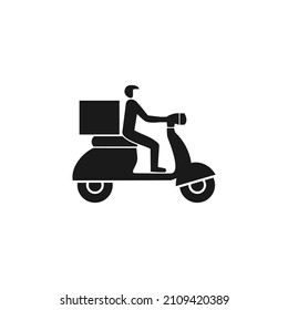 Delivery with man riding motorcycle icon . Isolated on white background. Vector illustration