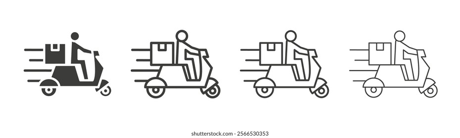 Delivery man riding motorcycle icon collection for website design, app, UI design.