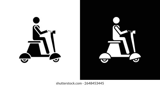 Delivery man riding motorcycle icon symbol collection. Flat vector stock illustration.