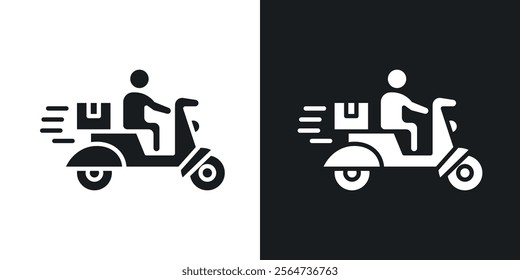 Delivery man riding motorcycle icons in flat syle