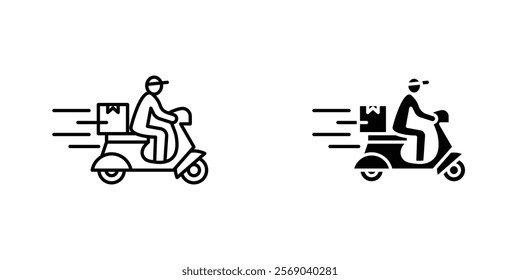 Delivery man riding motorcycle icons vector graphic pack