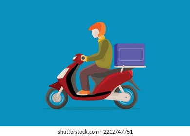 Hombre paro montando moto roja.