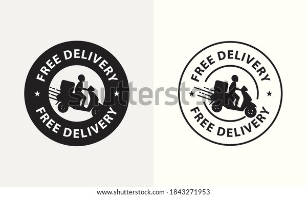 Delivery man riding a scooter\
,free delivery vector illustration symbol, line art , fast\
delivery