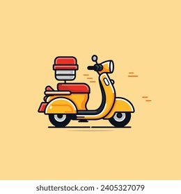 Delivery man riding a scooter illustration, Food delivery vector