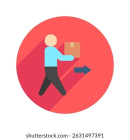 Delivery Man rounded flat color, mini illustration icon. use for modern concept, print, UI, UX kit, web and app development. Vector related to sales, logistic and ecommerce