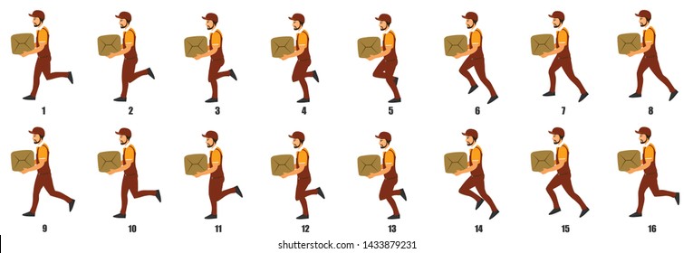 Delivery Man Run Cycle Animation Sequence