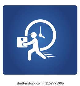 delivery man running and carrying a box for fast delivery concept