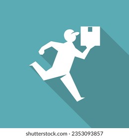 Delivery man running fast icon symbol, Pictogram flat design for apps and websites. Vector illustration