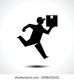 Delivery man running fast icon, Pictogram flat design for apps and websites. Vector illustration.