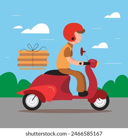 Repartidor con scooter y casco 