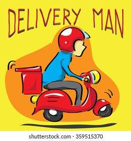 Delivery Man Scooter Vector