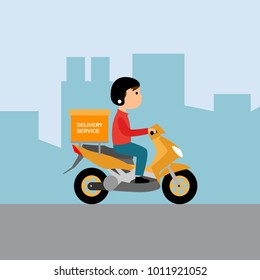 delivery man send order with motors