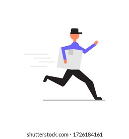 Delivery man. Service boy, courier package. Perfect for covers, brochures, posters, books, banners, leaflets, landing pages, social media content.