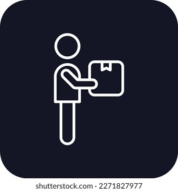 Delivery man delivery service icons with black filled outline style. Shipping logistics symbol sign. Simple vector illustration. Related to package, fee, fast courier