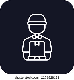 Delivery man delivery service icons with black filled outline style. Shipping logistics symbol sign. Simple vector illustration. Related to package, fee, fast courier