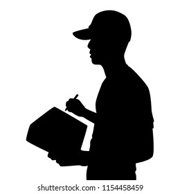 Delivery man silhouette vector. Person concept.