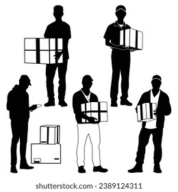 Ilustración de vectores de siluetas de hombre de entrega