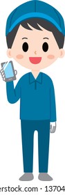 Delivery man with smartphone