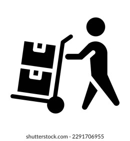 delivery man solid icon illustration vector graphic