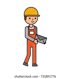 delivery man standing and holding envelope courier in uniform at work character