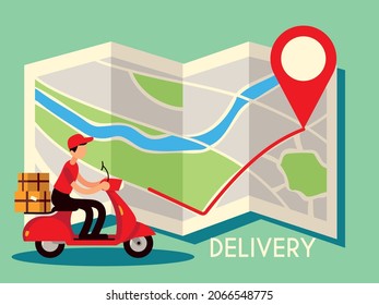 delivery man track route on map